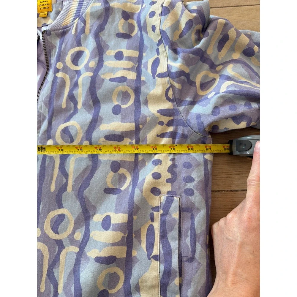 Banks Journal Studio Mens Abstract Print Bomber‎ Jacket Lavender Blue Size M
